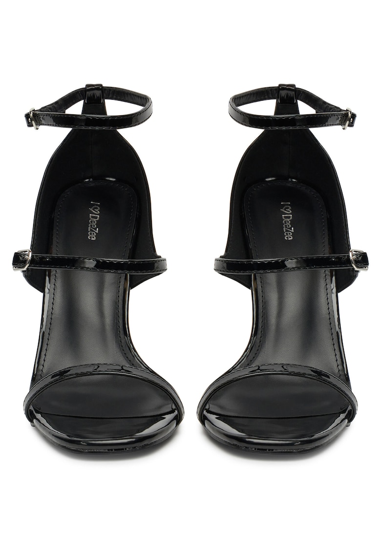 Sandale dama stiletto - negru - material textil