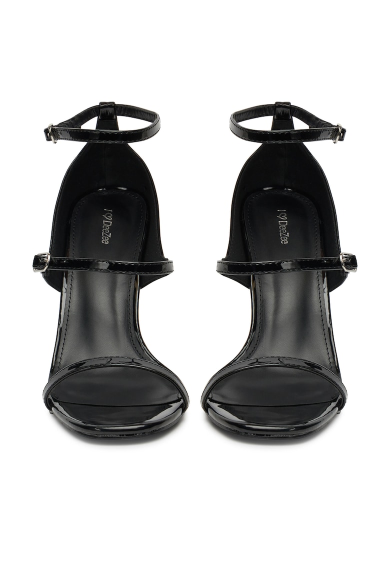 Sandale dama stiletto - negru - material textil