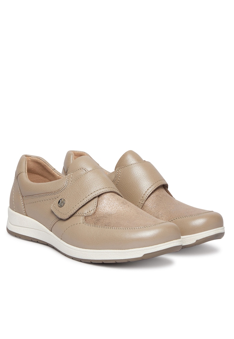 Pantofi dama - piele naturala - inchidere velcro - bej