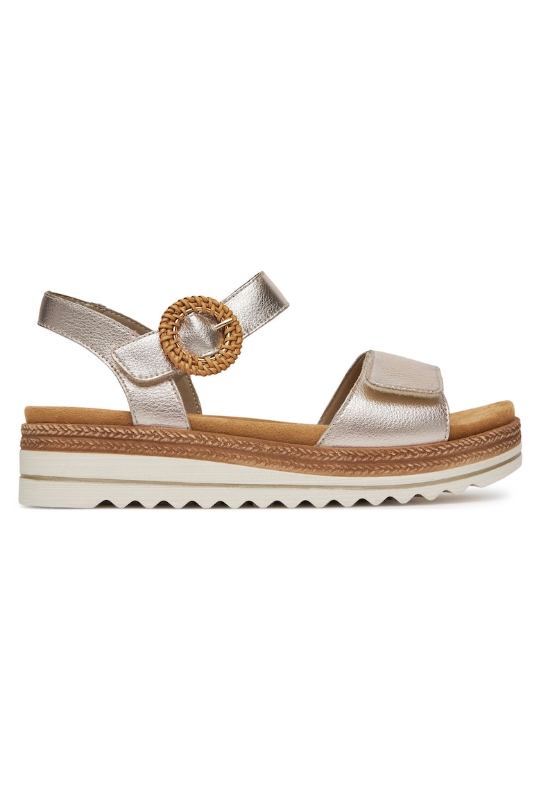 Sandale dama - piele naturala - auriu - velcro