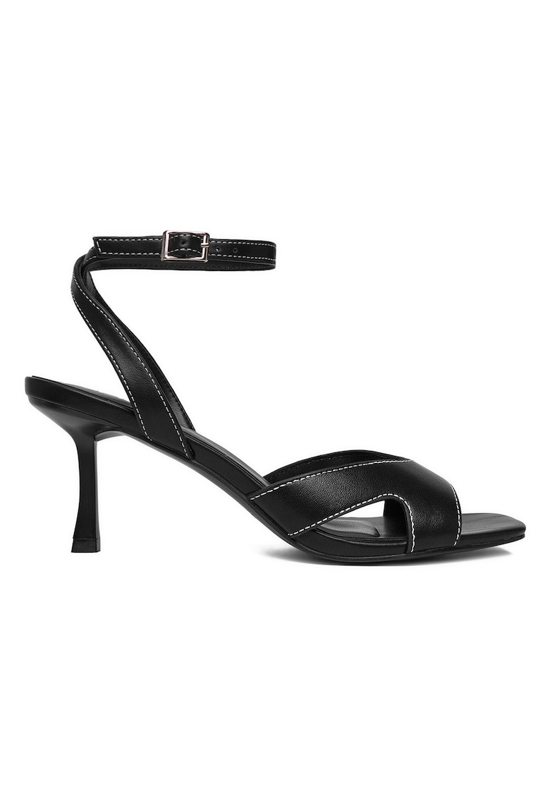 Sandale dama - stiletto - negru - material sintetic