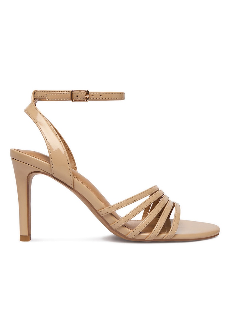 Sandale dama - stiletto - bej - textil
