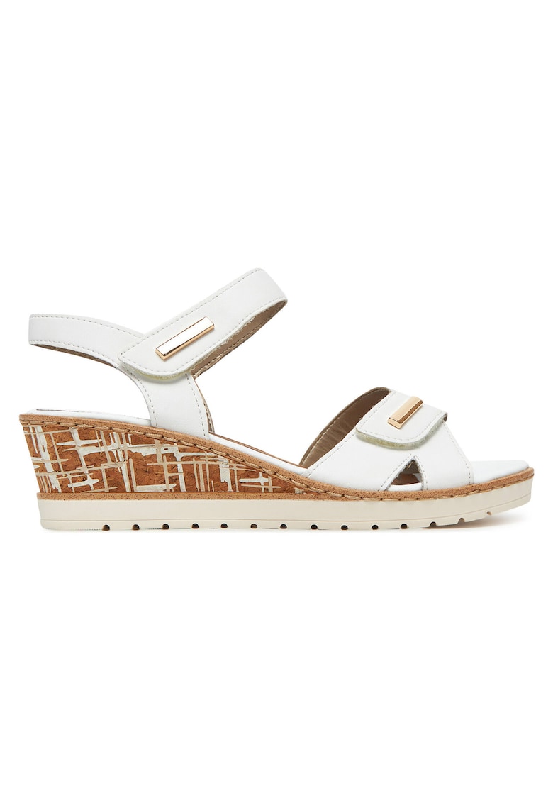 Sandale dama piele naturala - alb - inchidere velcro