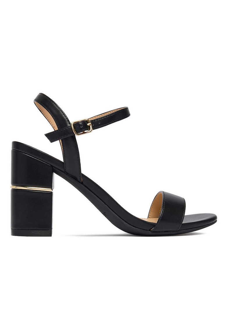 Sandale dama - piele ecologica - toc clasic - negru