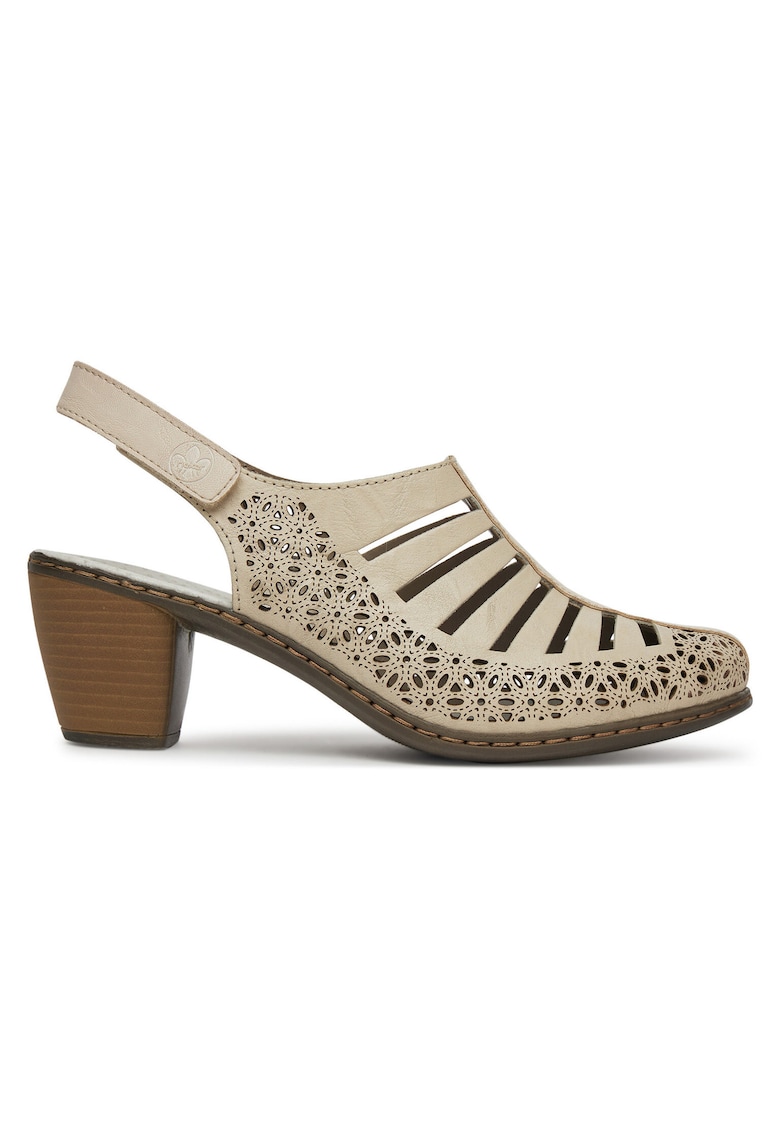 Sandale femei - piele naturala - bej - toc clasic - Bej
