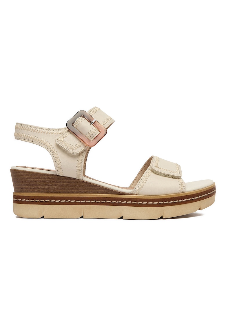 Sandale dama piele naturala - bej - inchidere velcro