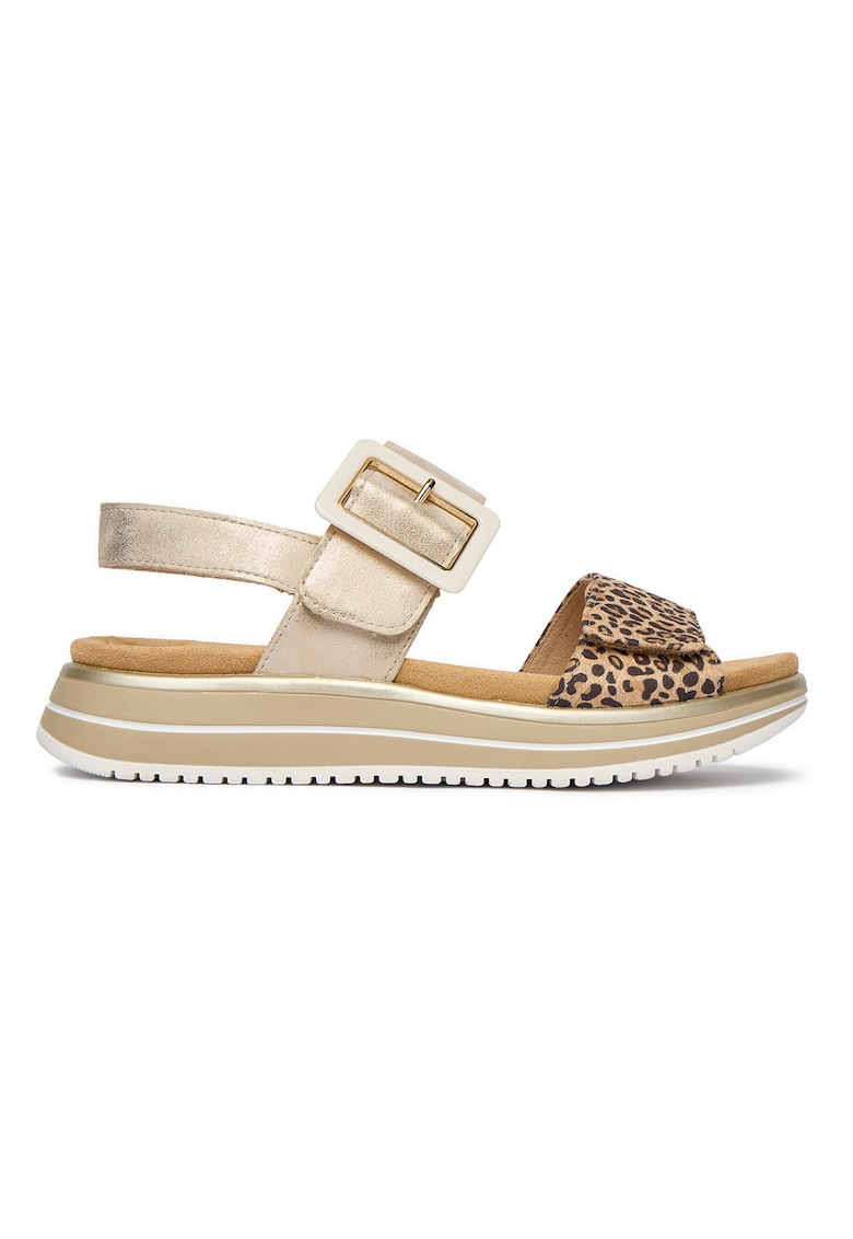 Sandale dama - piele naturala - velcro - aurii