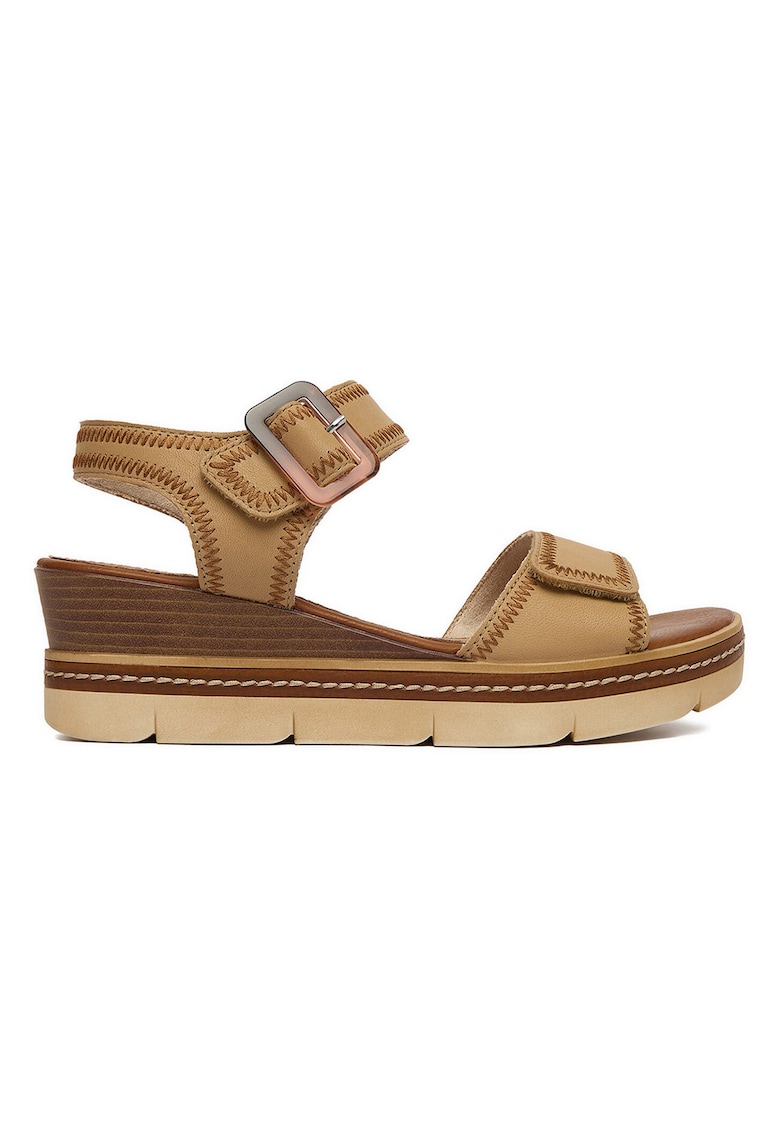 Sandale dama - piele naturala - negru - inchidere velcro - cu platforma
