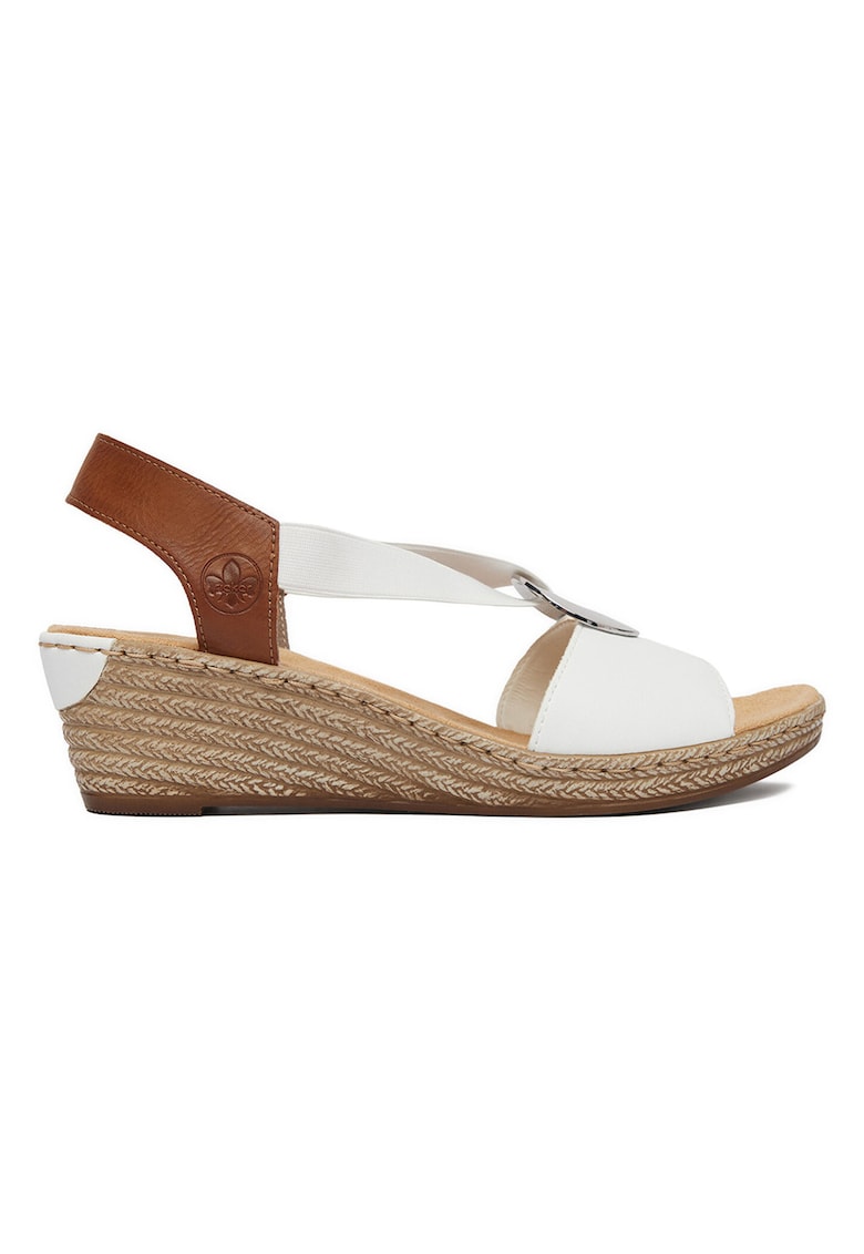 Sandale dama - piele ecologica - alb/maro