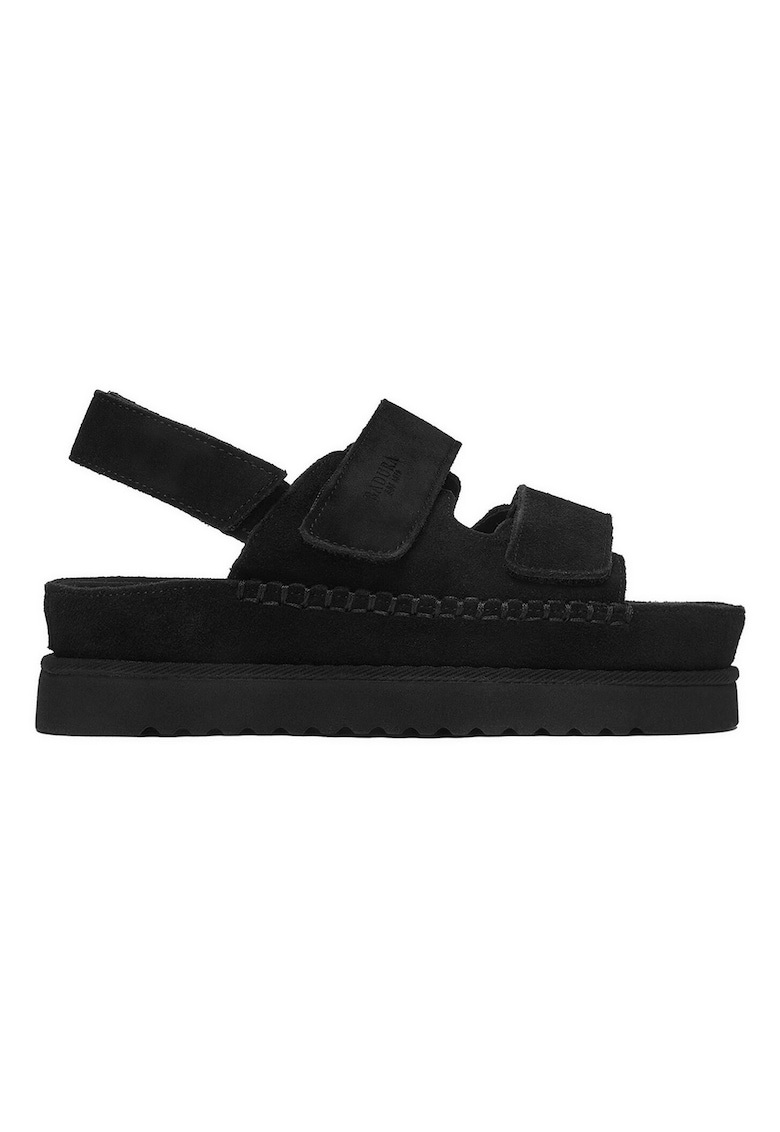 Sandale dama - piele naturala - negru - velcro - platforma