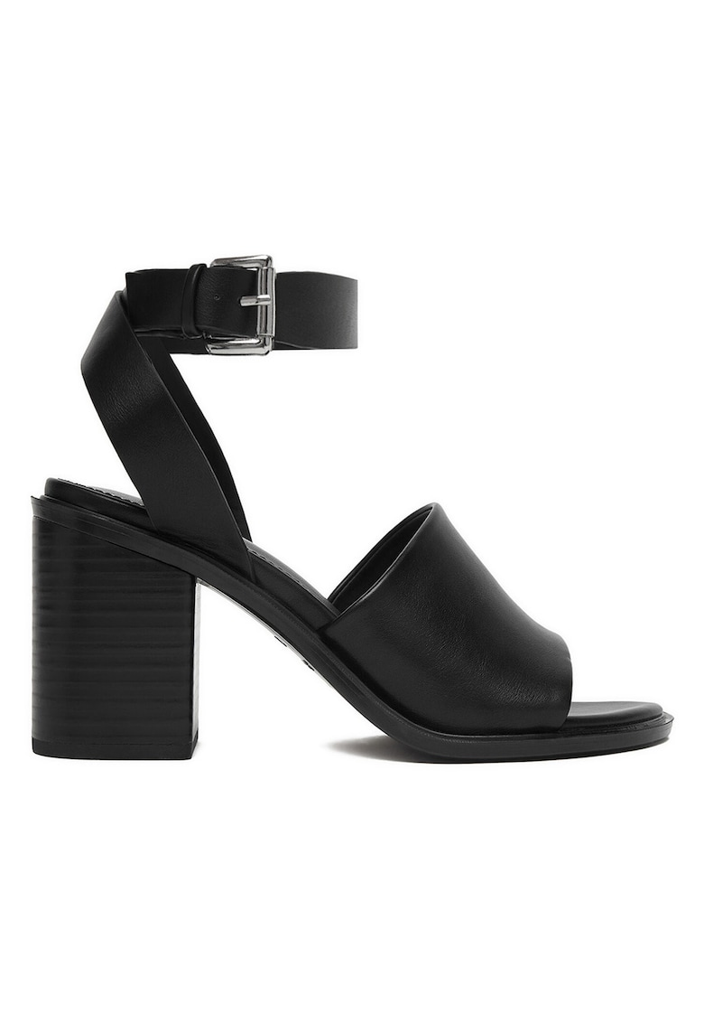 Sandale de dama - toc clasic - negru - material sintetic