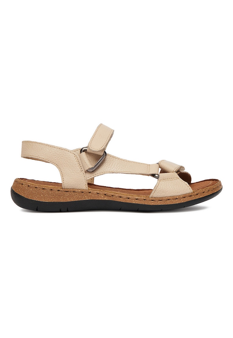 Sandale dama - piele naturala - bej - sistem inchidere Velcro -
