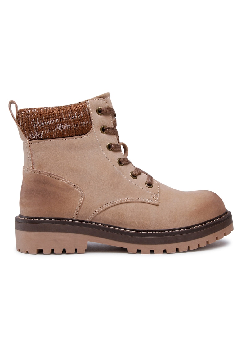 Ghete dama - piele ecologica - fermoar - bej -