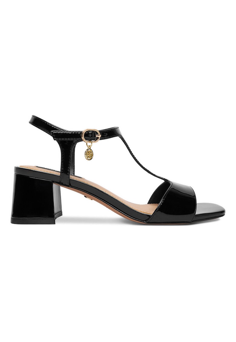 Sandale dama - piele ecologica - toc bloc - negru