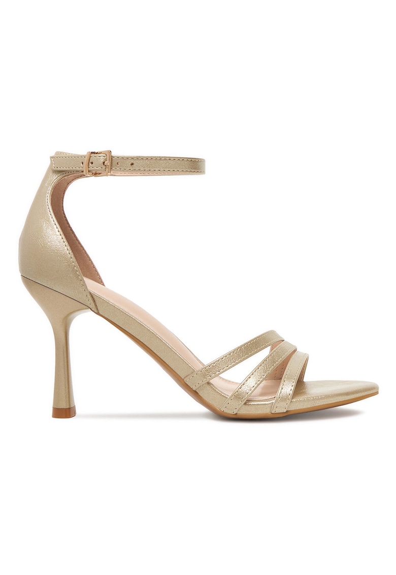 Sandale dama - stiletto - auriu - material textil