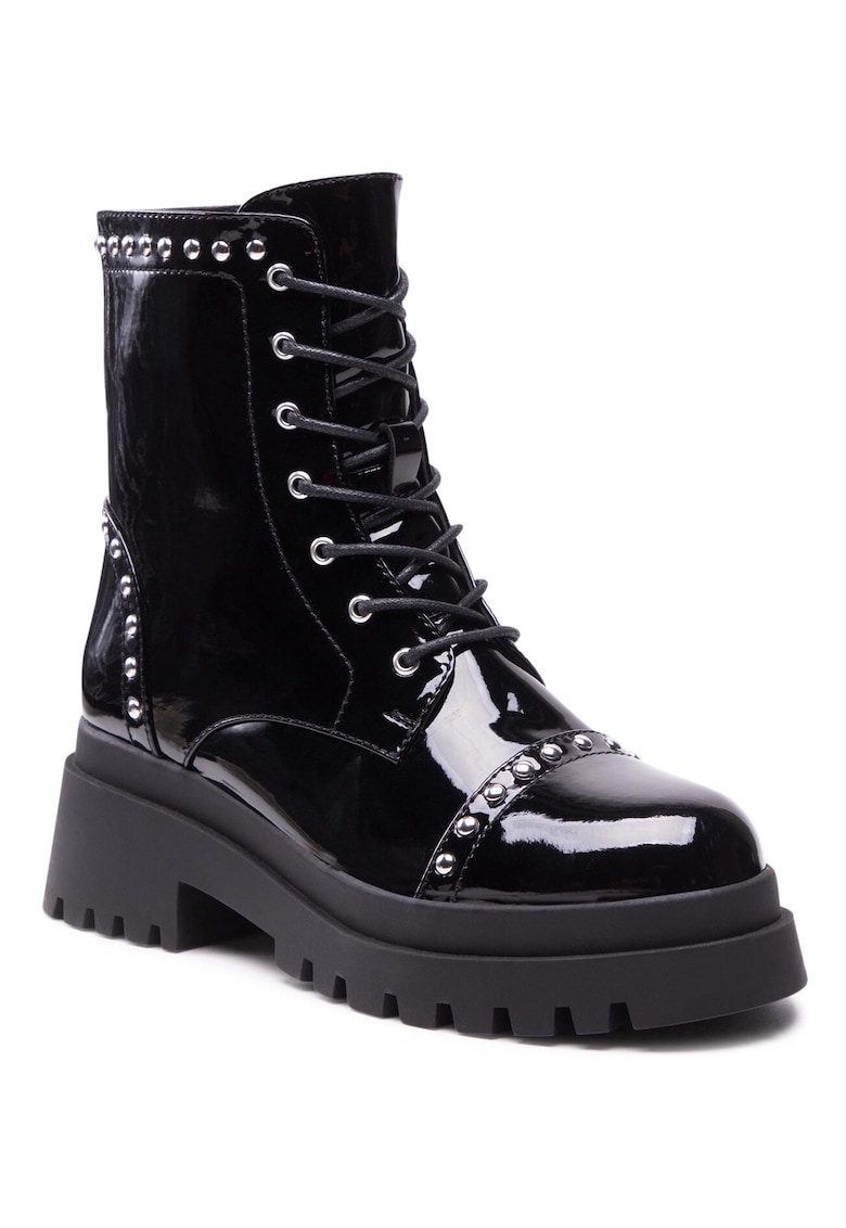 Ghete dama - piele ecologica - fermoar - negru - Negru