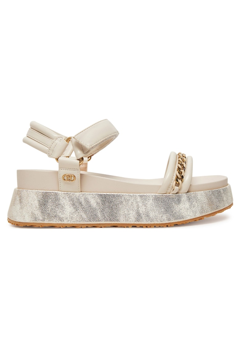 Sandale dama - piele ecologica - bej - sistem inchidere Velcro