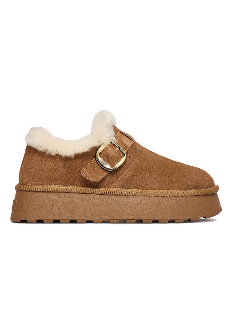 Cizme dama - din piele naturala - flatform - maro