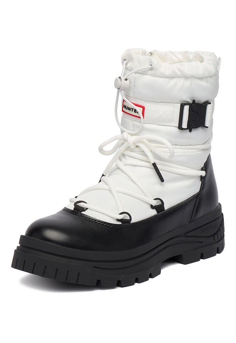 Cizme dama - flatform - fermoar - alb - tesatura