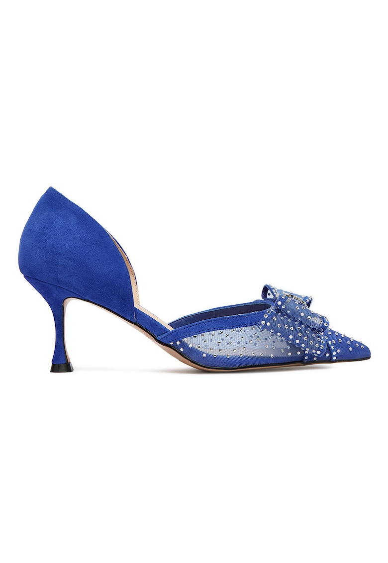 Pantofi dama - stiletto - albastru - piele naturala - Albastru/Argintiu