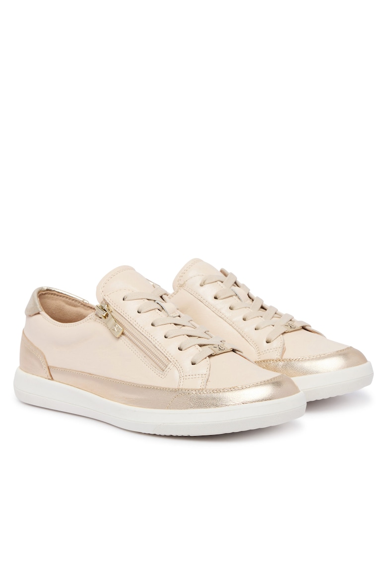 Pantofi dama - piele naturala - fermoar - bej -
