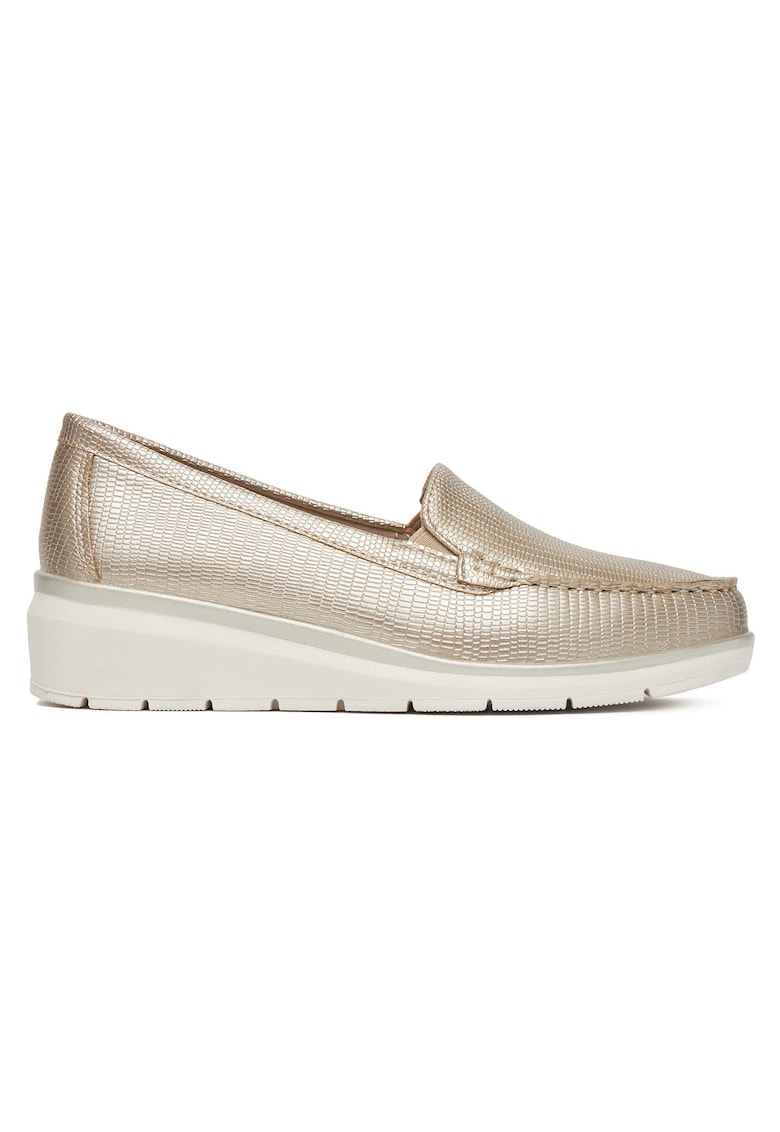 Mocasini dama - material textil - argintiu