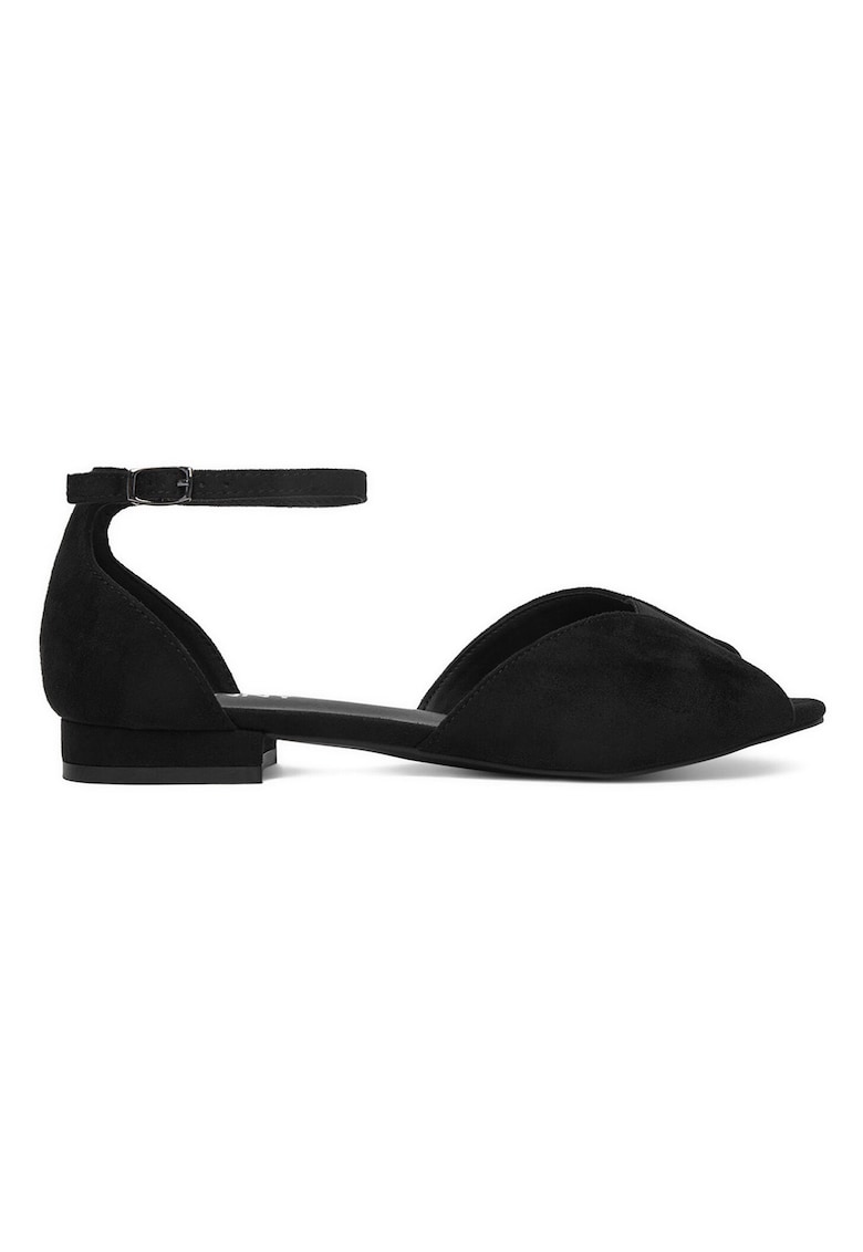 Sandale dama - material textil - negru - curea reglabila