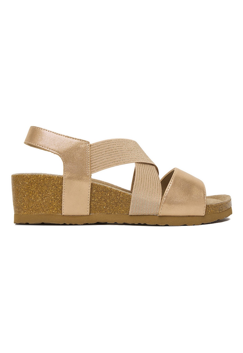 Sandale dama - piele naturala - auriu - sistem inchidere Velcro