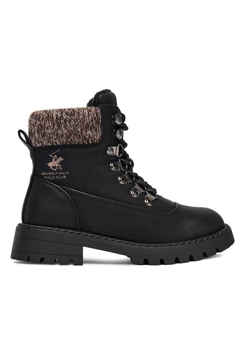 Cizme fete - piele ecologica - negru - design glezna - interior izolat -