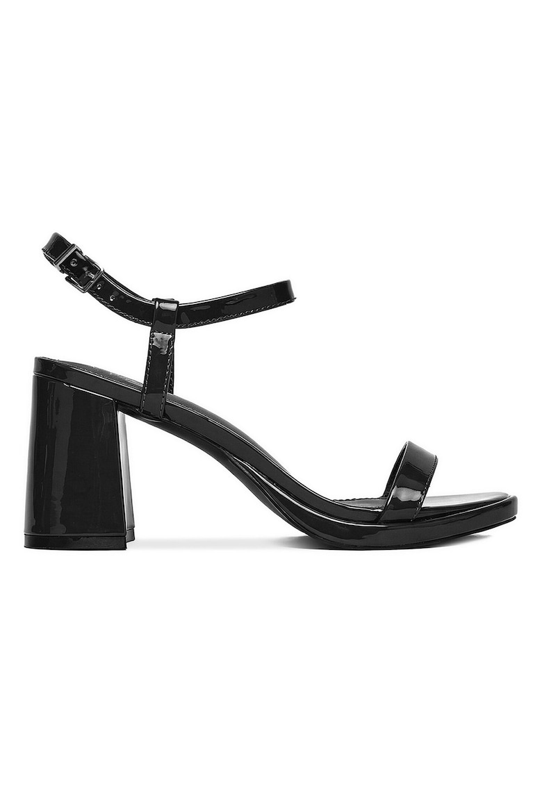 Sandale dama toc clasic - negru - material sintetic