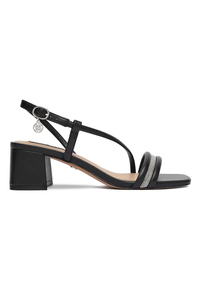 Sandale dama - toc bloc - negre - piele ecologica