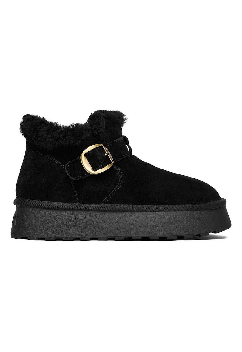 Cizme dama - din piele naturala - flatform - negru