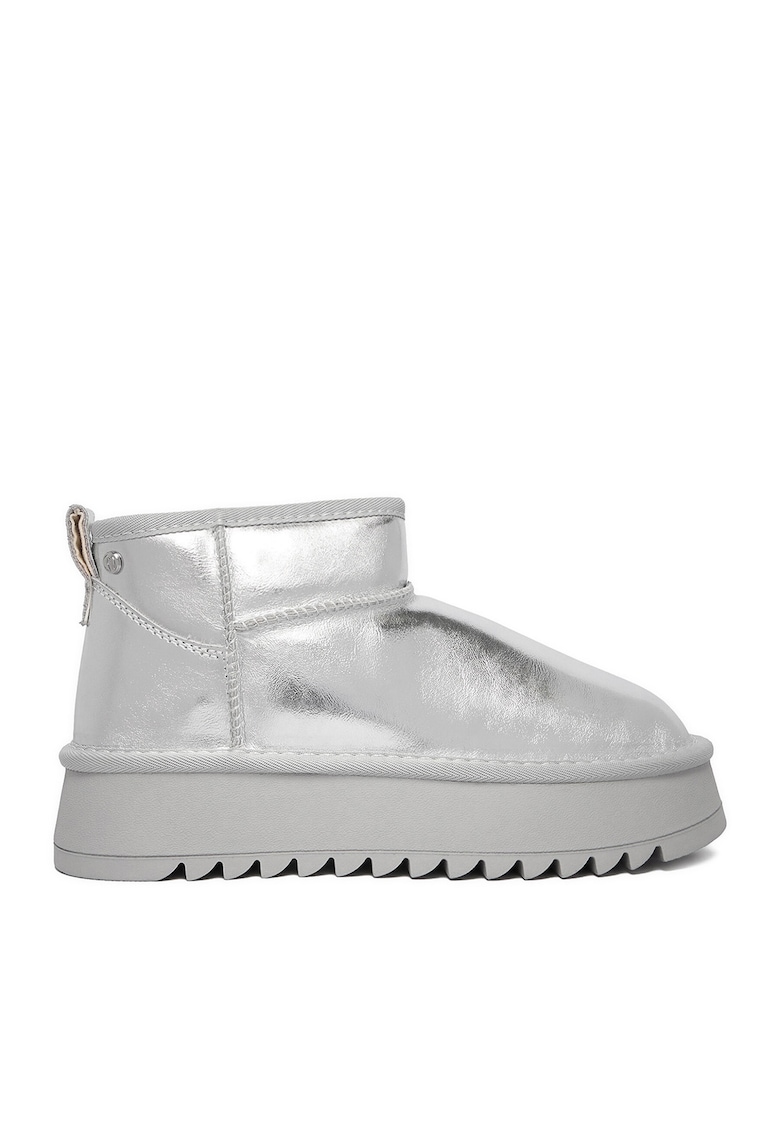 Cizme dama - piele naturala - flatform - argintiu - Argintiu