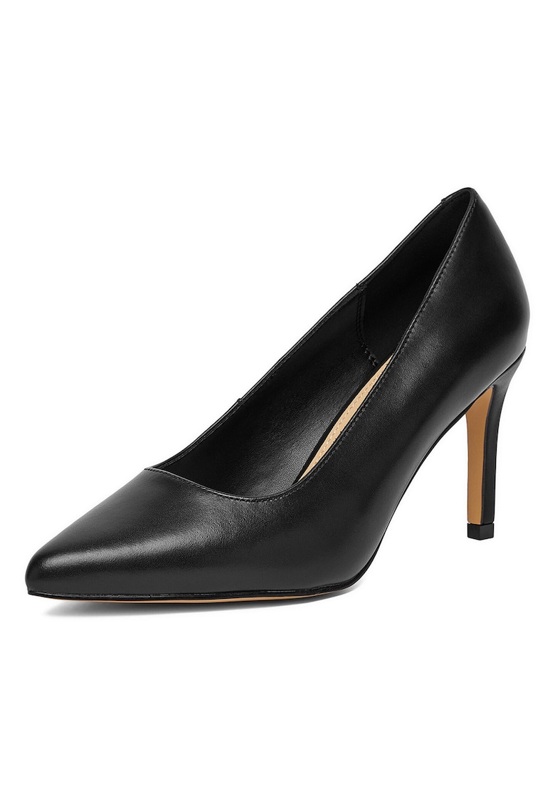 Pantofi stiletto negri din piele pentru femei - Negru