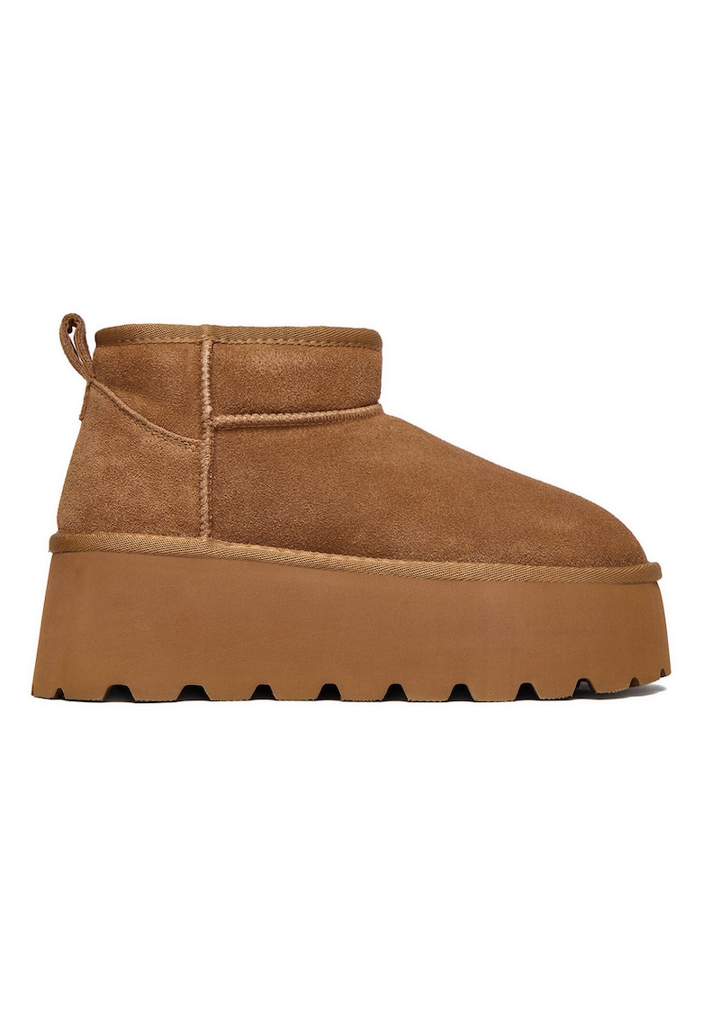 Cizme de zapada - piele naturala - flatform - maro