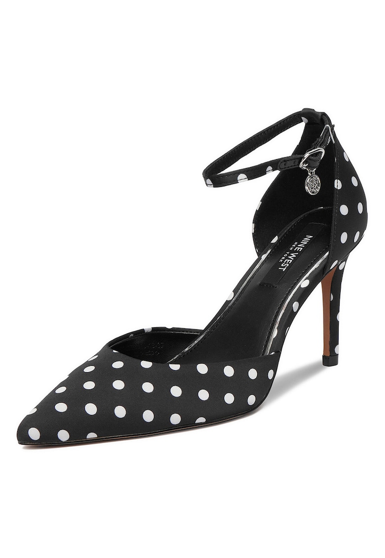 Pantofi dama - stiletto - cu buline - negru - textil