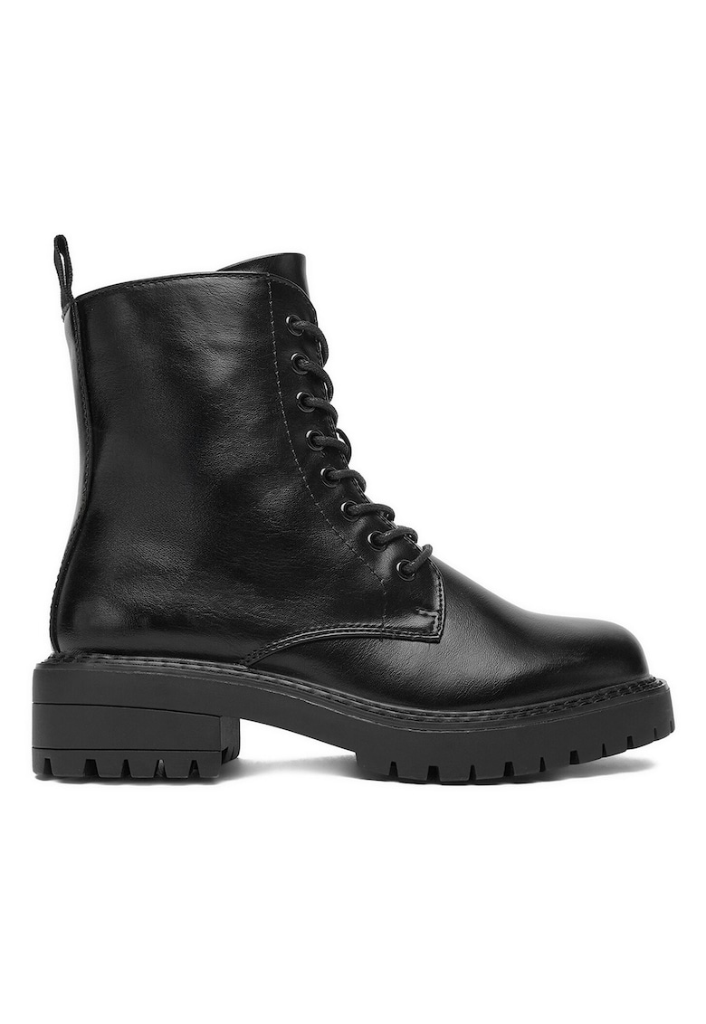 Ghete dama - piele ecologica - negru - fermoar - Negru