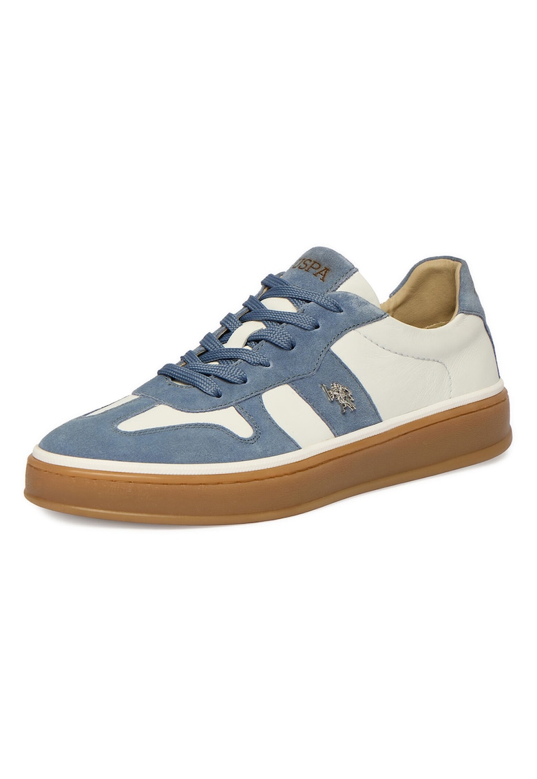 Tenisi dama - U.S. Polo Assn - piele naturala - alb - bleumarin