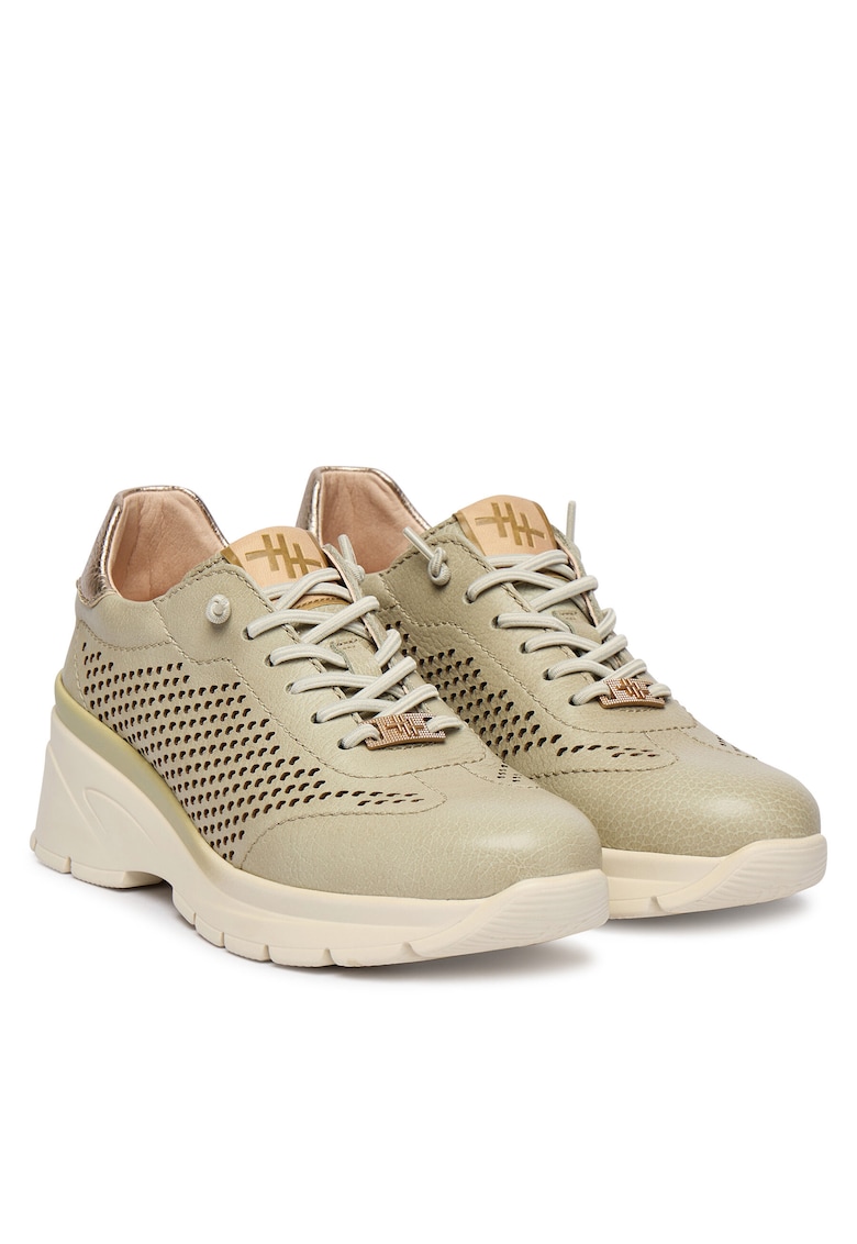 Pantofi dama - piele naturala - talpa groasa - verde