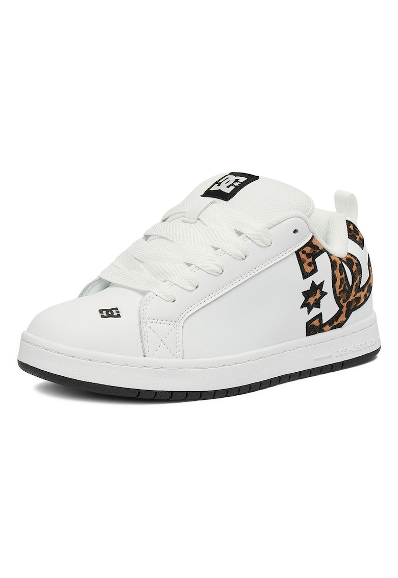 Tenisi dama - piele naturala - alb - stil streetwear - motiv leopard
