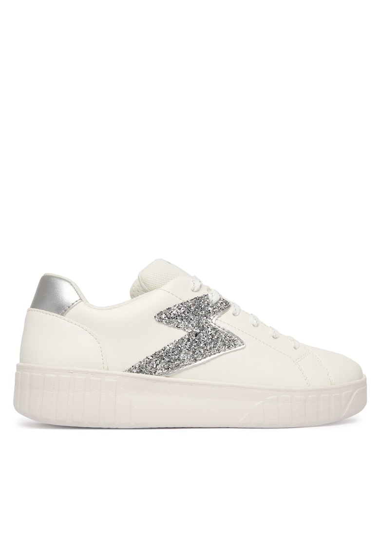 Tenisi copii - piele ecologica - Alb/Argintiu