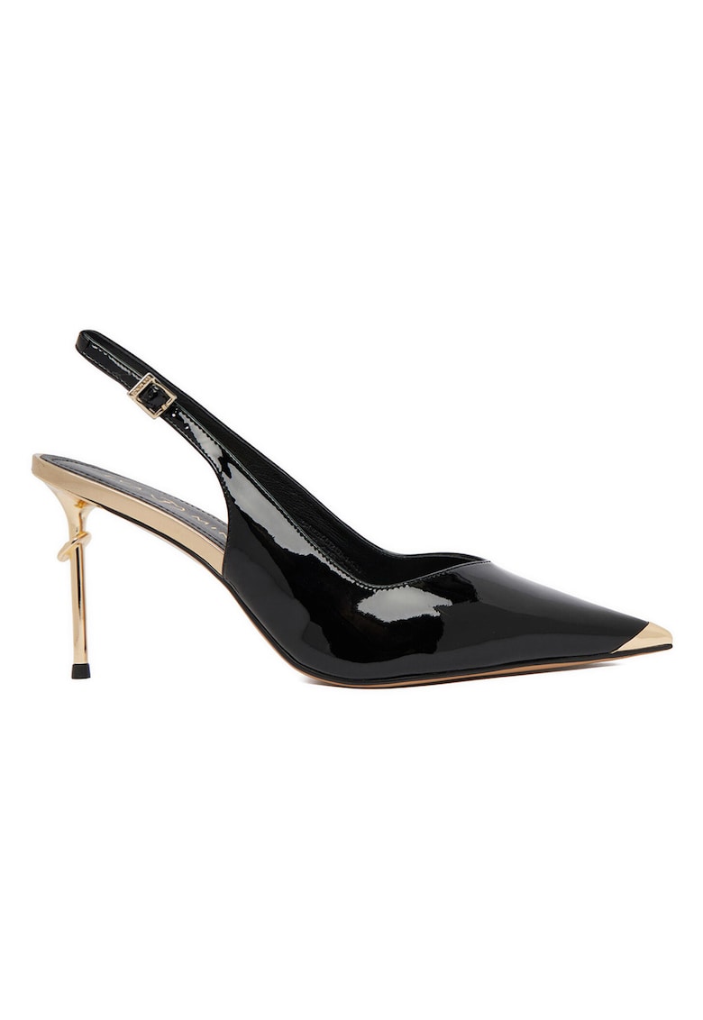 Pantofi dama - piele naturala - stiletto - negru/auriu