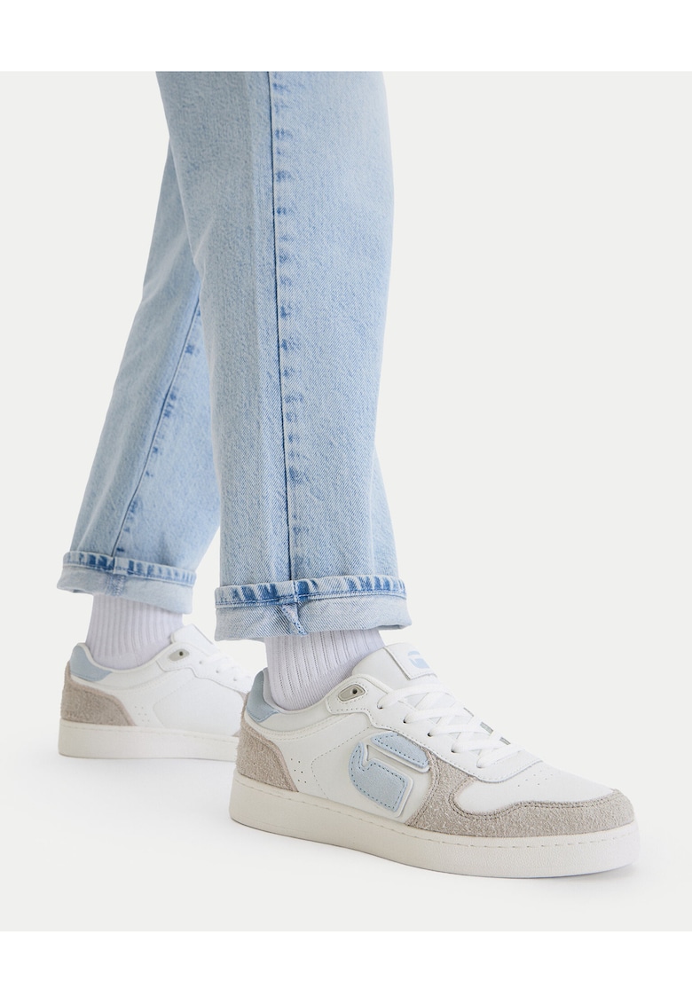 Tenisi dama - piele naturala - alb - material textil