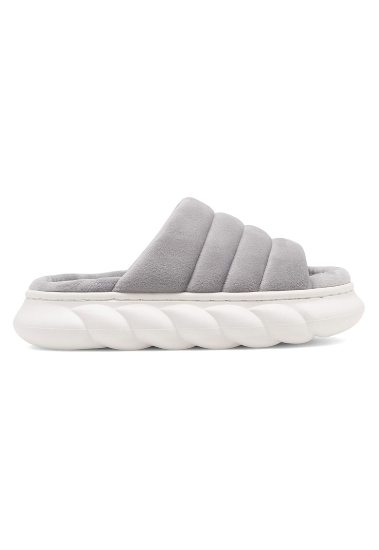 Papuci dama - flatform - gri - material textil