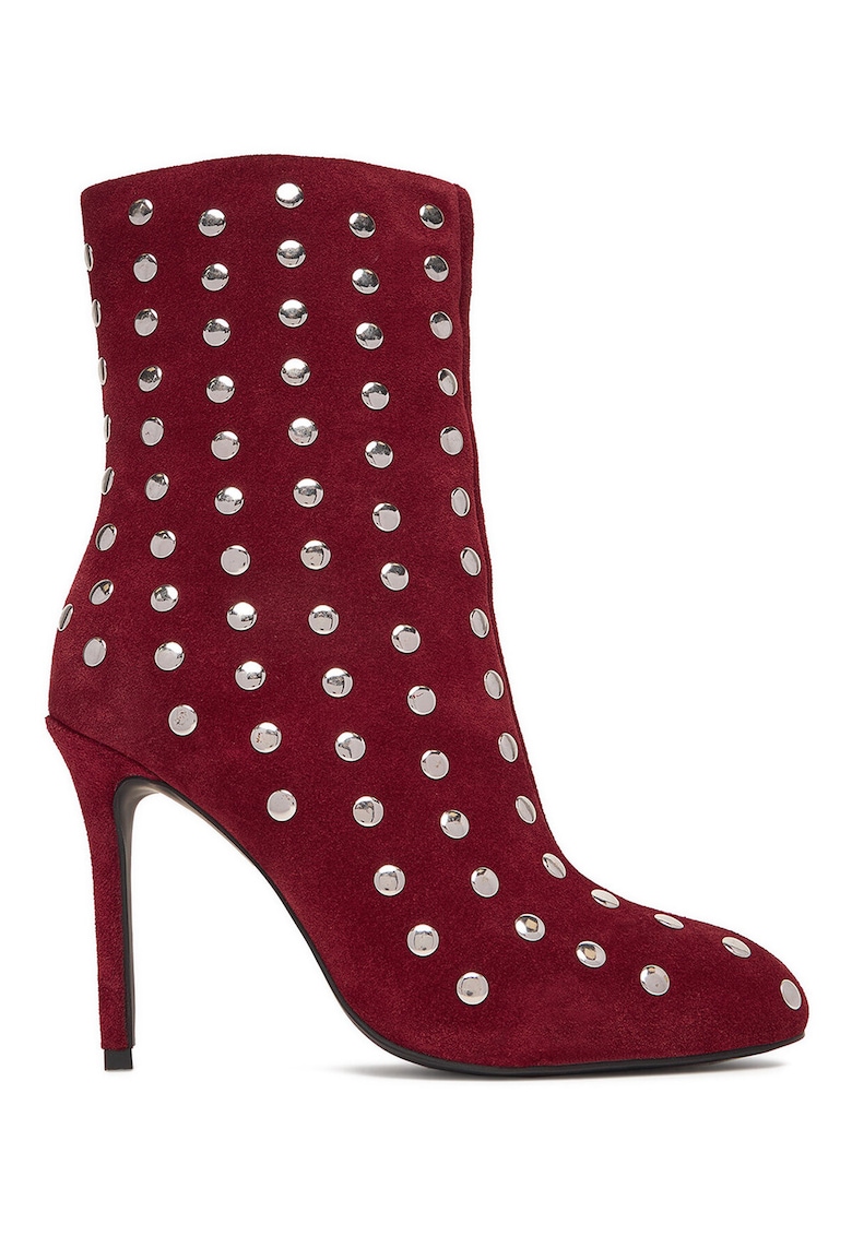 Botine de dama - piele naturala - rosu -