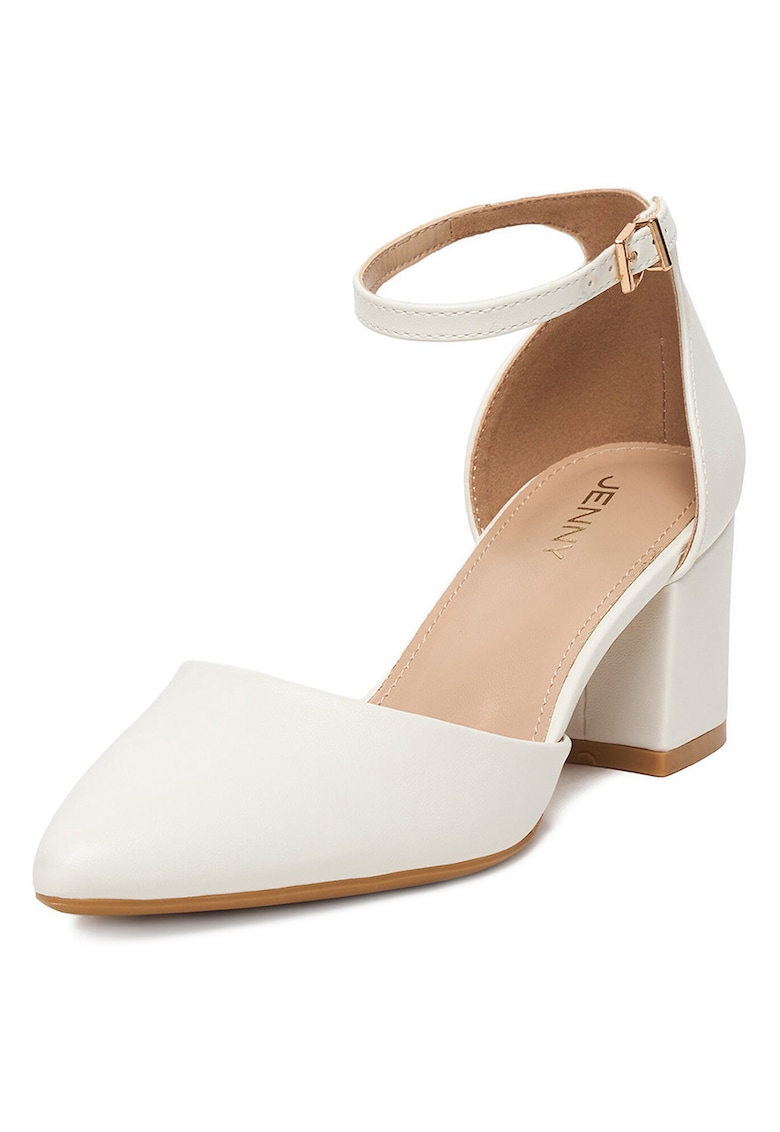 Pantofi dama - toc clasic - alb - sintetic