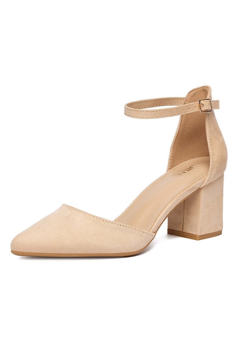 Pantofi pentru dama - bej - textil - toc clasic