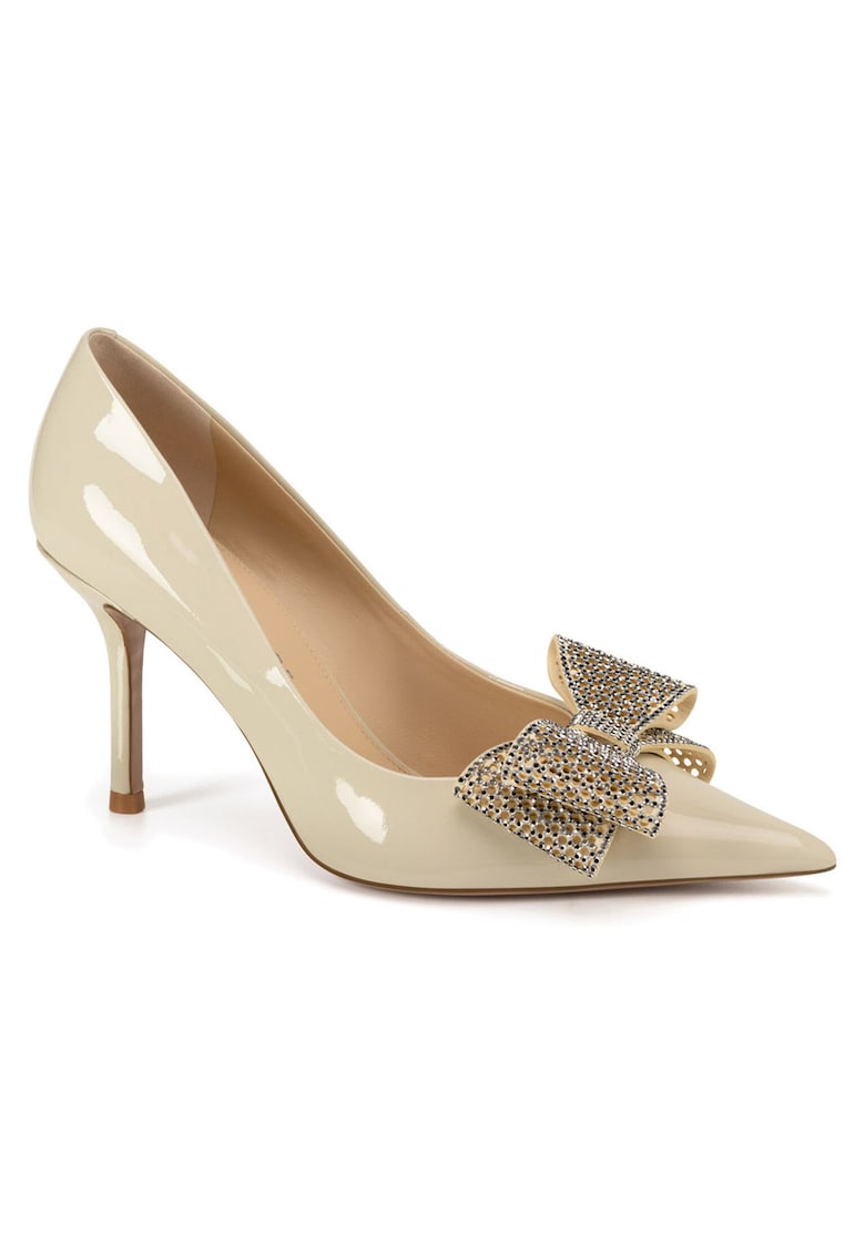 Pantofi cu fundita - stiletto - piele naturala - bej