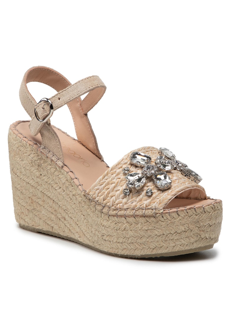 Sandale cu platforma dama - piele naturala - bej -