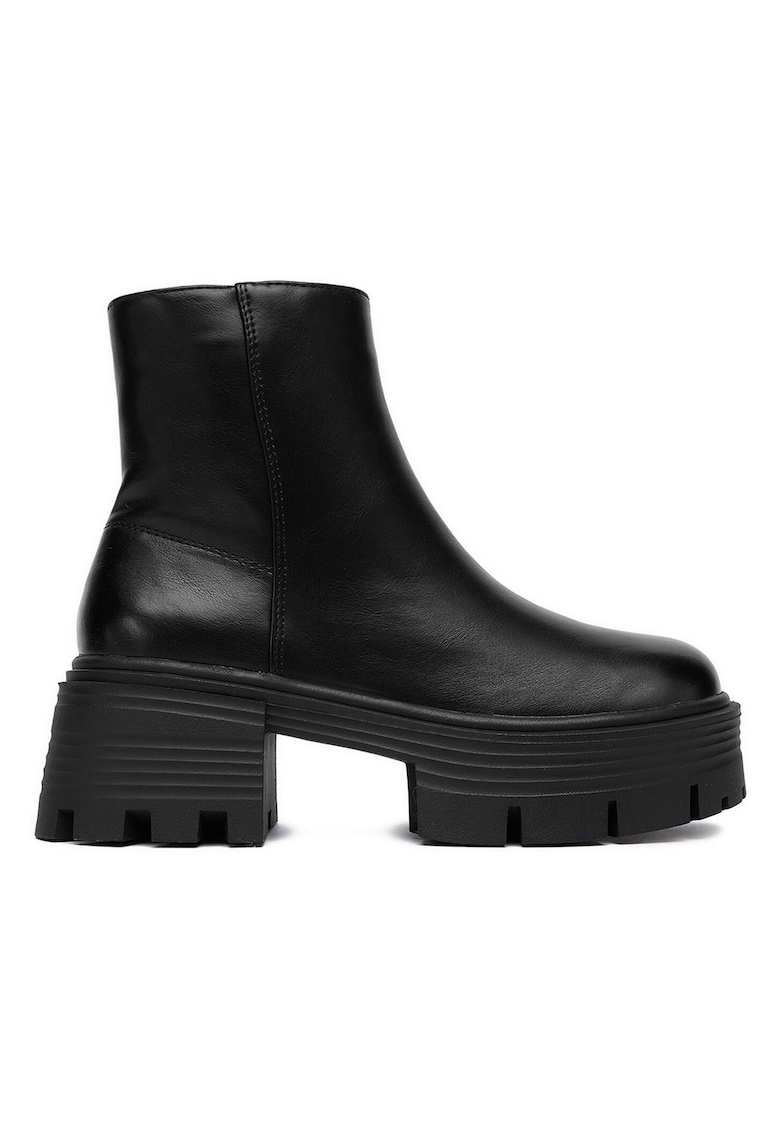Botine dama - clasic - negru - material textil -